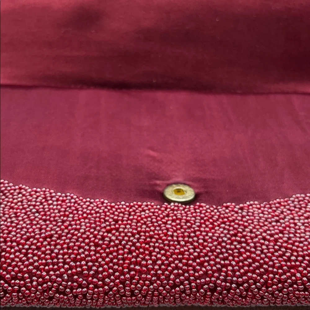 La Regale Red Gold Silver Beaded Clutch Evening Bag Elegant Classic Vintage - Picture 7 of 12